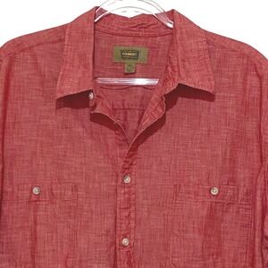Men's 2XLT Red Button Up Shirt Short Sleeve Western Rodeo Pockets Cotton Casual